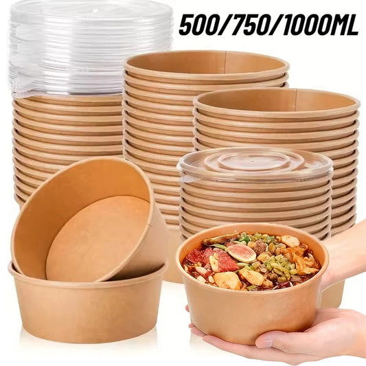 Round Kraft Food Bowls with Lids