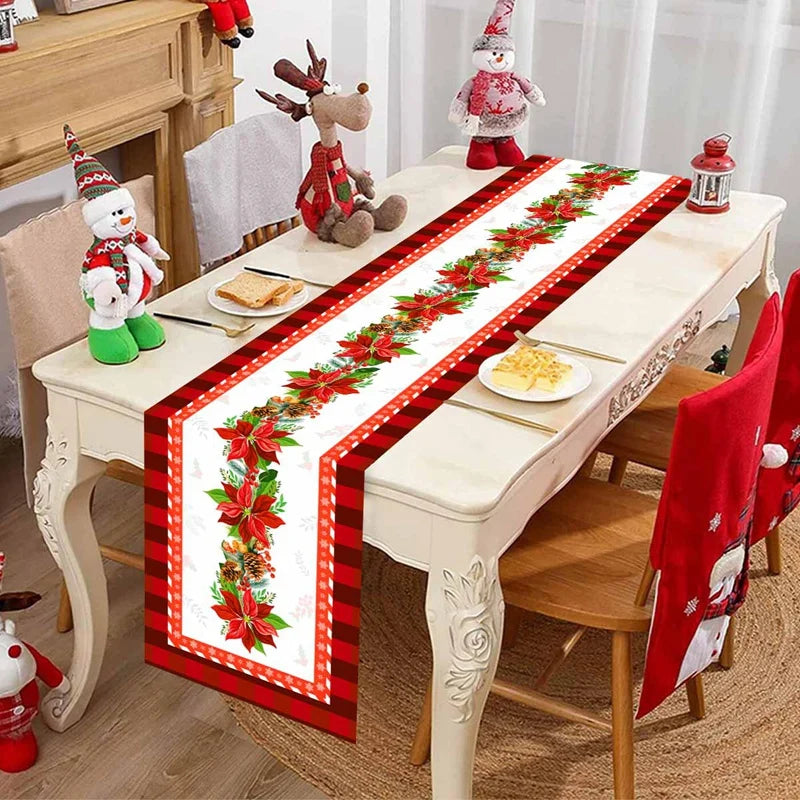 Santa Claus Christmas Table Runner Christmas Decorations For Home 2025 Xmas Table Flag Navidad Noel Gifts New Year Tablecloth