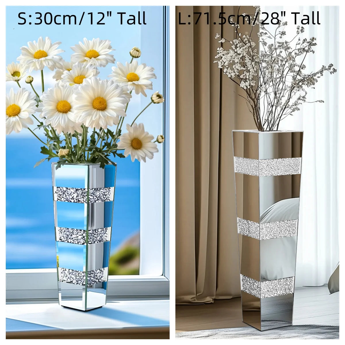 Silver Mirrored Decorative Vase