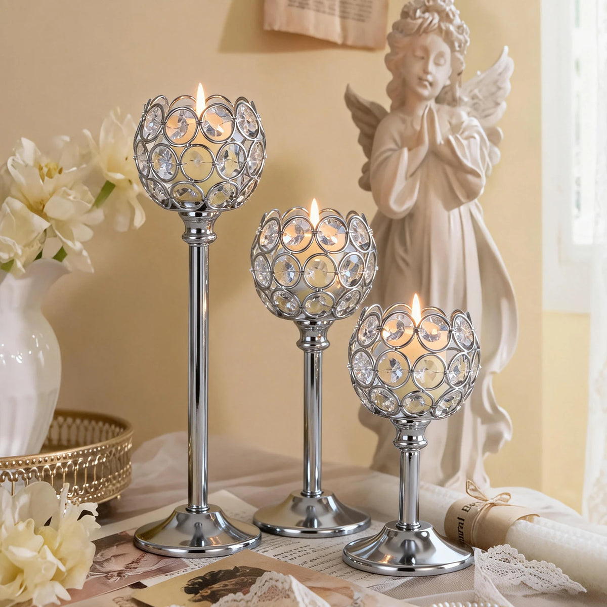 Metal and Glass Tealight Holder