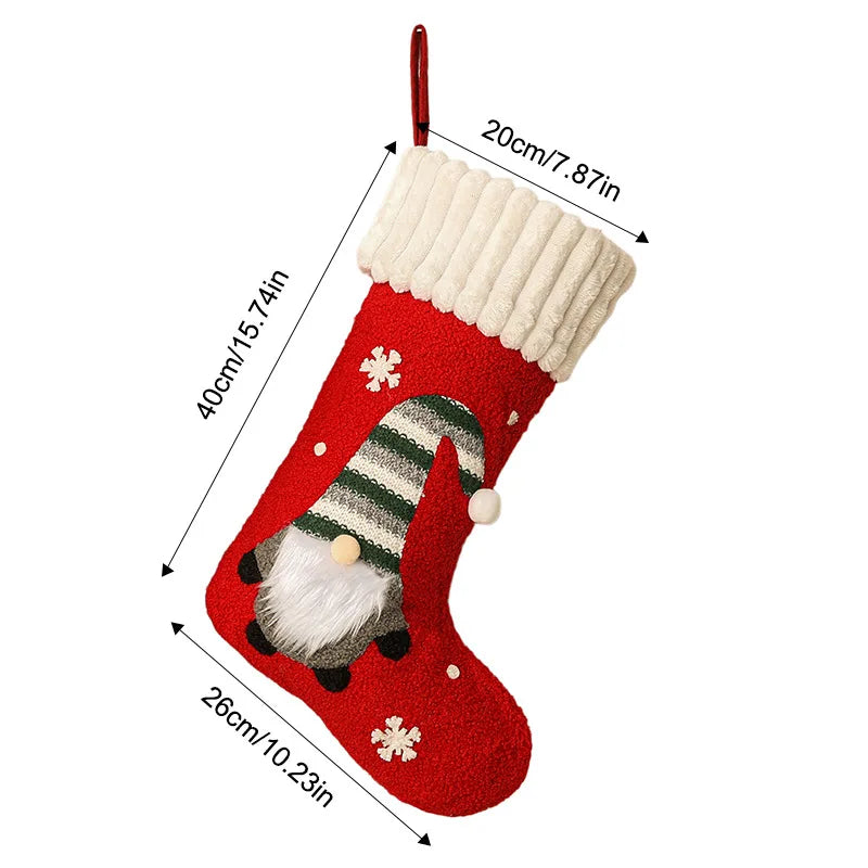 Gnome Christmas Stocking, Large Knitted Xmas Gift Sack for Fireplace Mantel Tree Home Holiday Party Indoor Ornament Decor