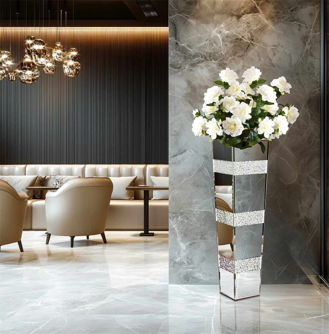 Silver Mirrored Decorative Vase