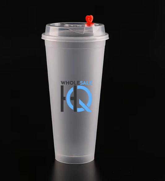 Branded Frosted Smoothie Cup with Lid from 0.11p each