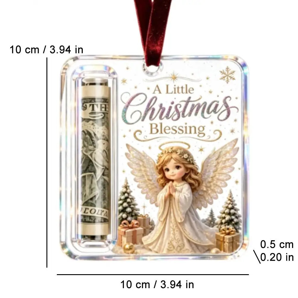 Acrylic Christmas Money Holder Cash Gift Box Christmas Tree Mantel Hanging Decoration Surprise Gift for Xmas Holiday Party Deco