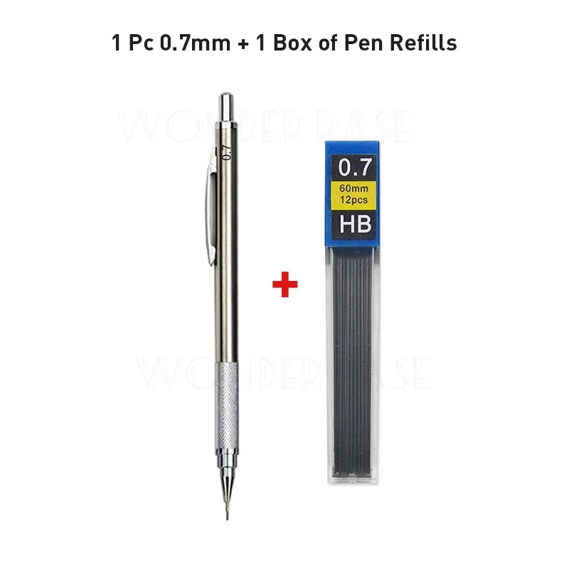 0.3 0.5 0.7 0.9 1.3 2.0 3.0mm Full Metal Mechanical Pencil Sketch Art Drawing Painting Propelling Pencil Office School Supply