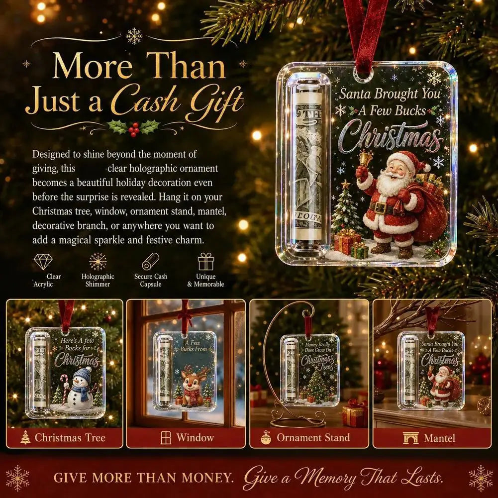 Acrylic Christmas Money Holder Cash Gift Box Christmas Tree Mantel Hanging Decoration Surprise Gift for Xmas Holiday Party Deco