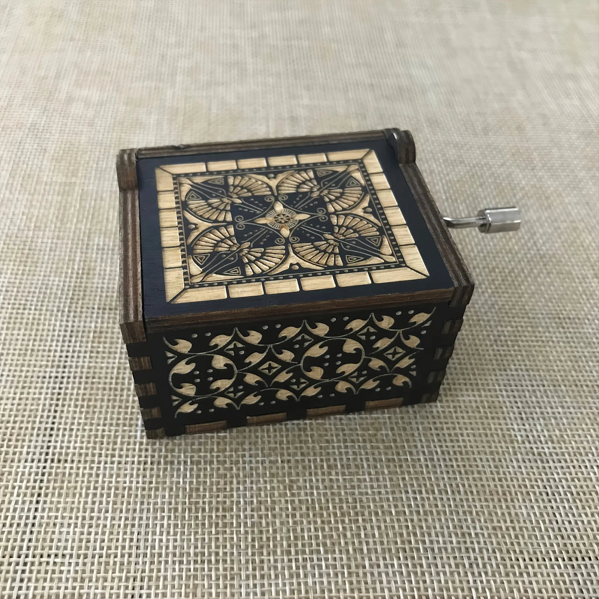 Hand-Cranked Wooden Christmas Music Box