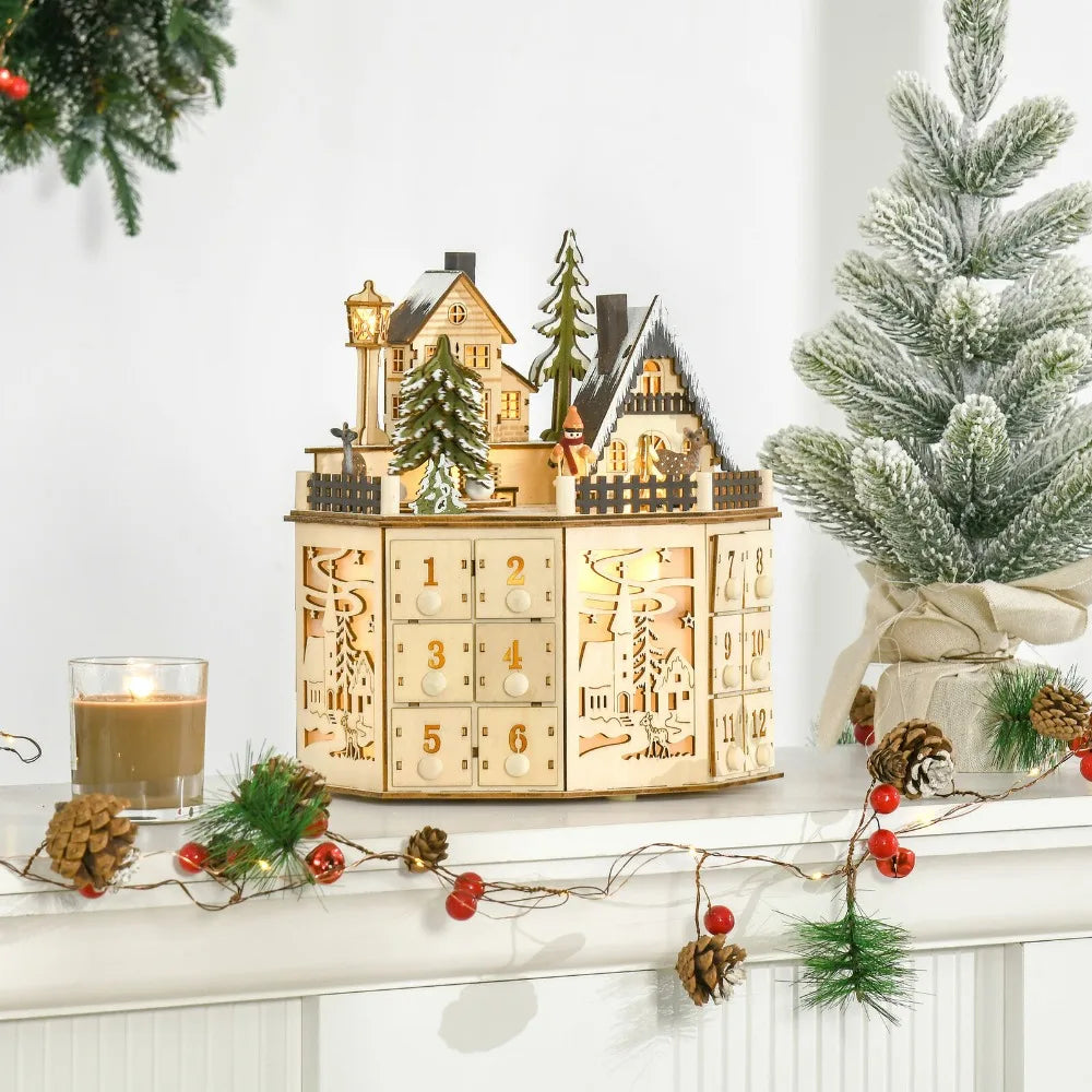 Wooden Musical Village Advent Calendar