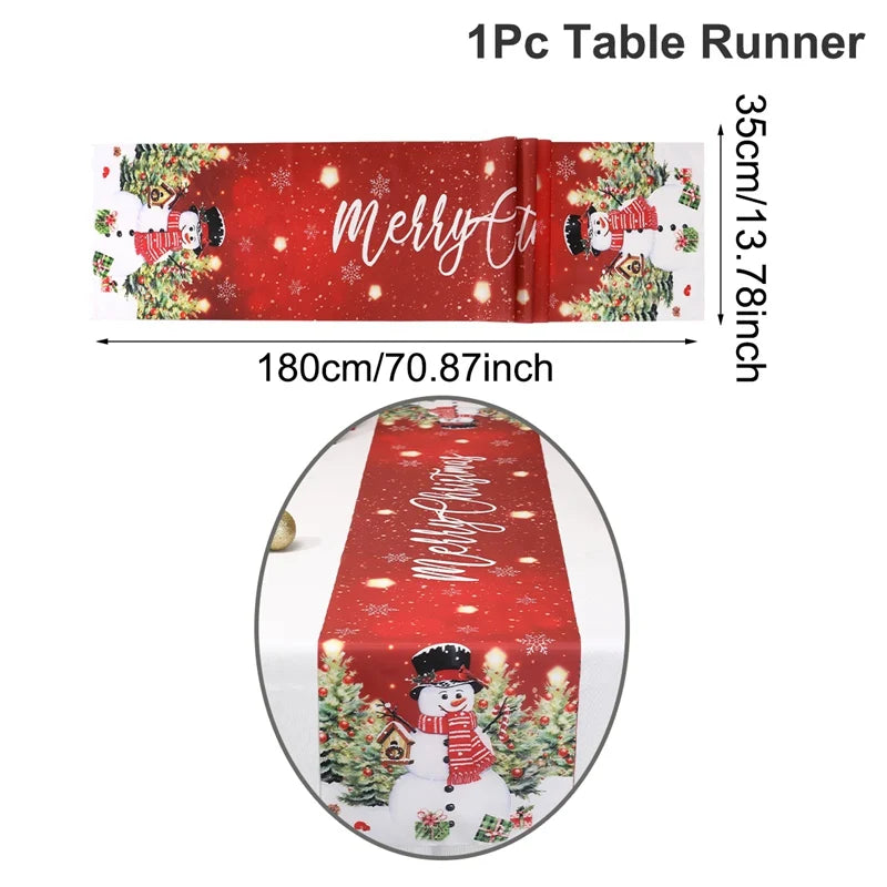 Santa Claus Christmas Table Runner Christmas Decorations For Home 2025 Xmas Table Flag Navidad Noel Gifts New Year Tablecloth