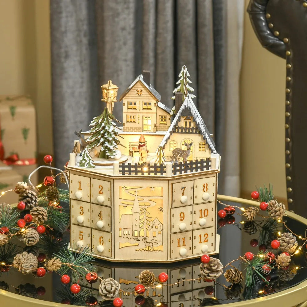 Wooden Musical Village Advent Calendar