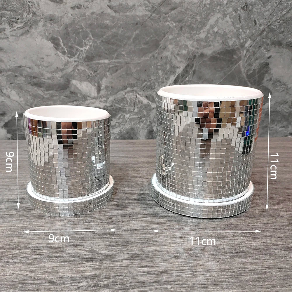 Mirrored Disco Ball Planter