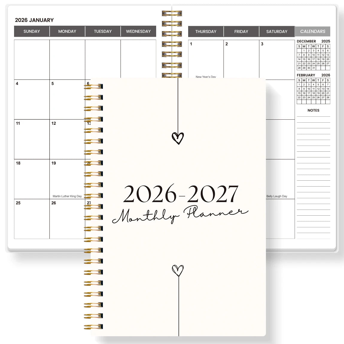 1PC A5 Two year calendar book Weekly & Monthly Planner –  Spiral Organizer with Calendar & Notes, School & Office Supplies