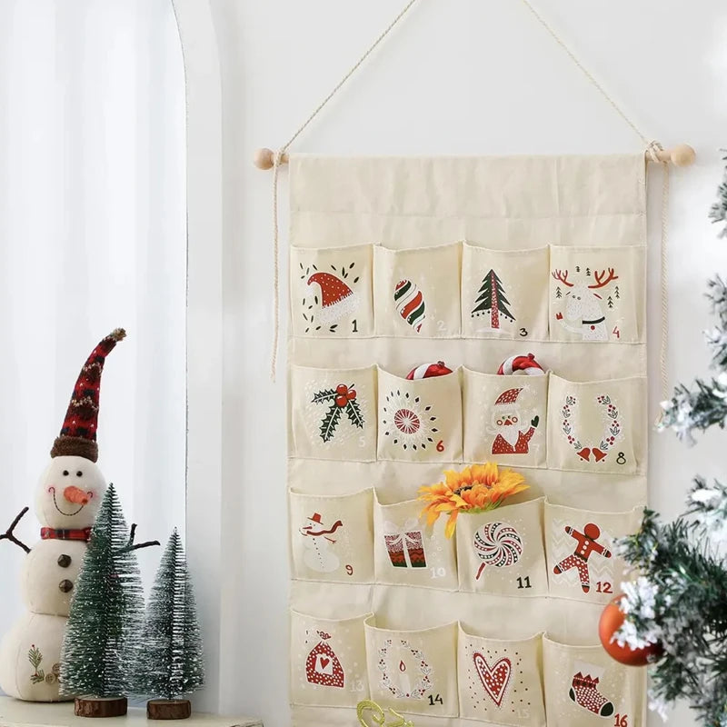 Hanging Advent Calendar with 24 Pockets