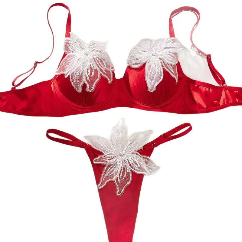 Toucheart Erotic Lingerie Mesh Patchwork Sweet Embroidered See-through Delicate Women Cute Elegant Intimate Intimate Hot Bra Set