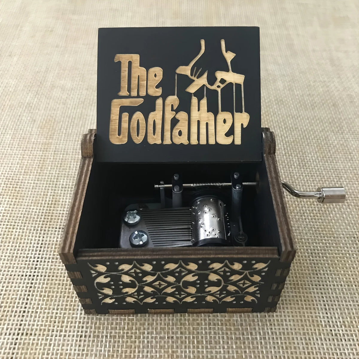 Hand-Cranked Wooden Christmas Music Box