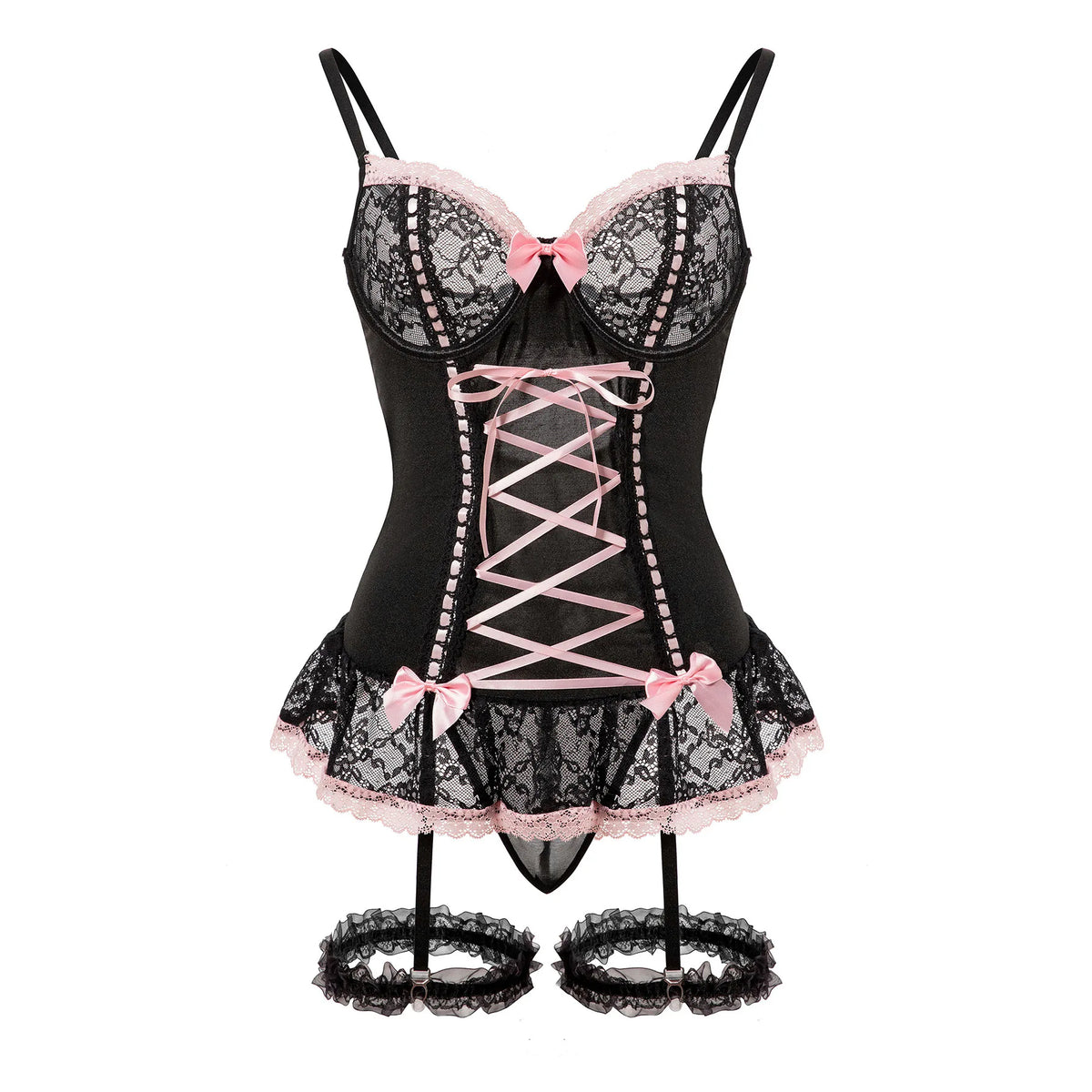 Women Sexy Lace Bow Erotic Set Thin Embroidery Lingerie Top Thong Set Underwear Pornos Suit Sexy Costumes