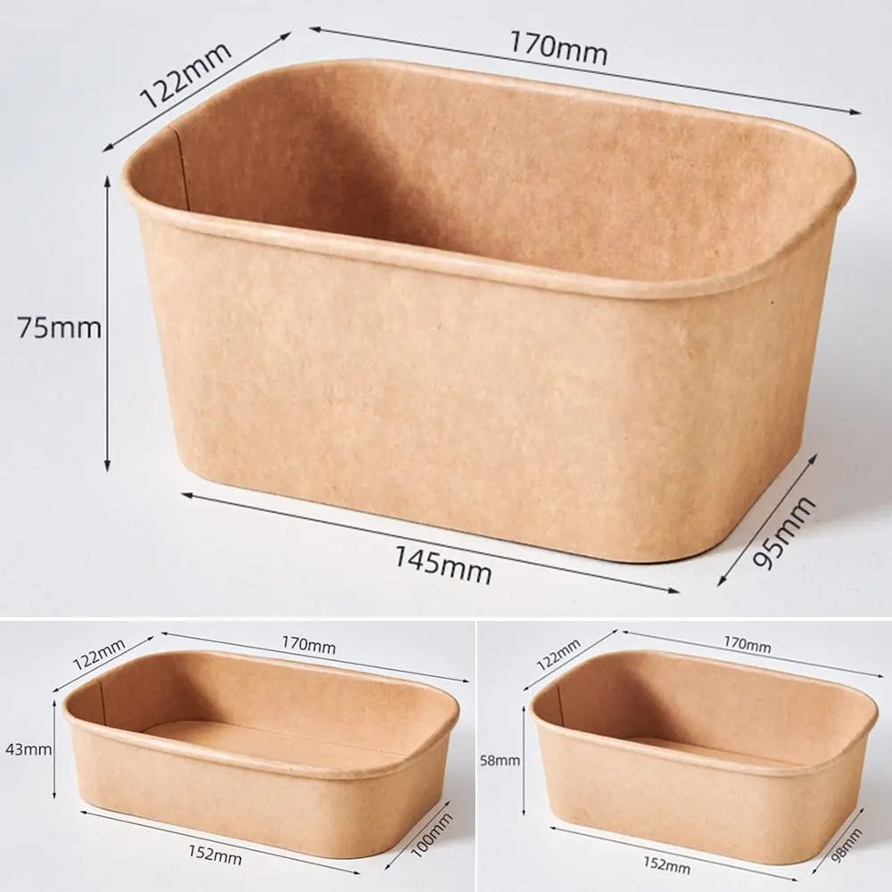 Square Kraft Food Boxes with Lids – 10 Pack