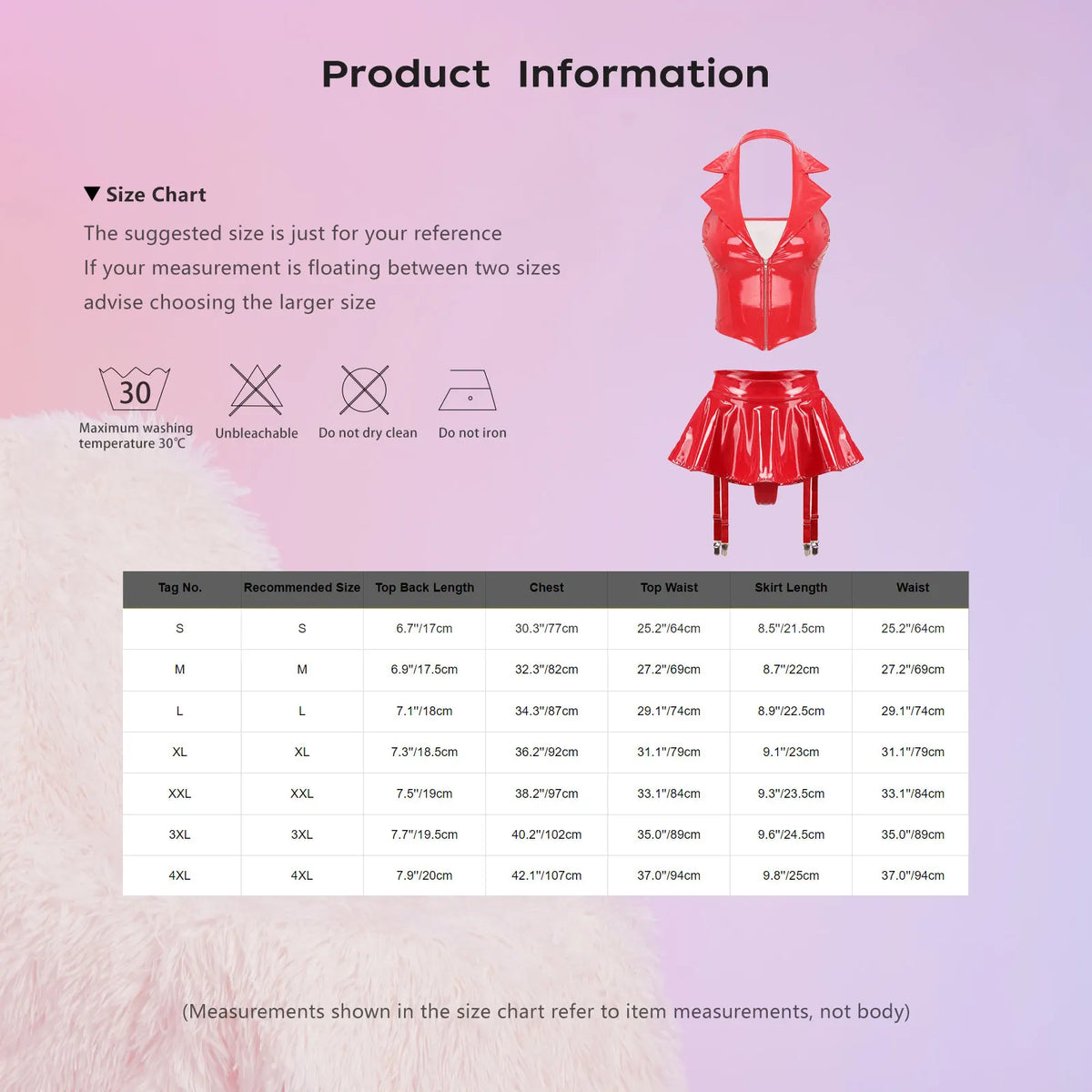 Women's Patent Leather Ruffle Crop Top And Miniskirt Set with Cutout Built-in Thongs And Garter Belt Disco Party Lingerie Outfit
