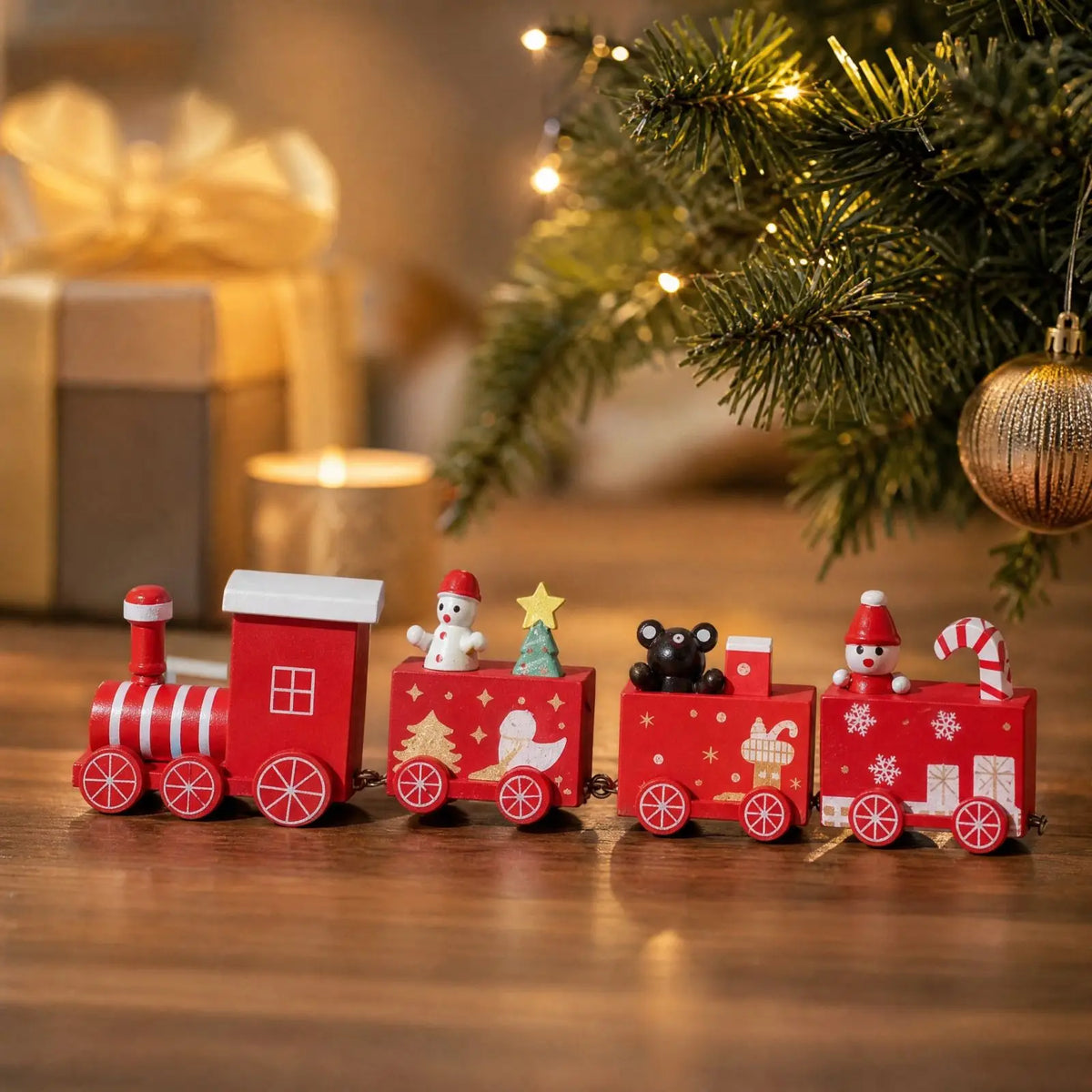 Four-Car Wooden Christmas Train