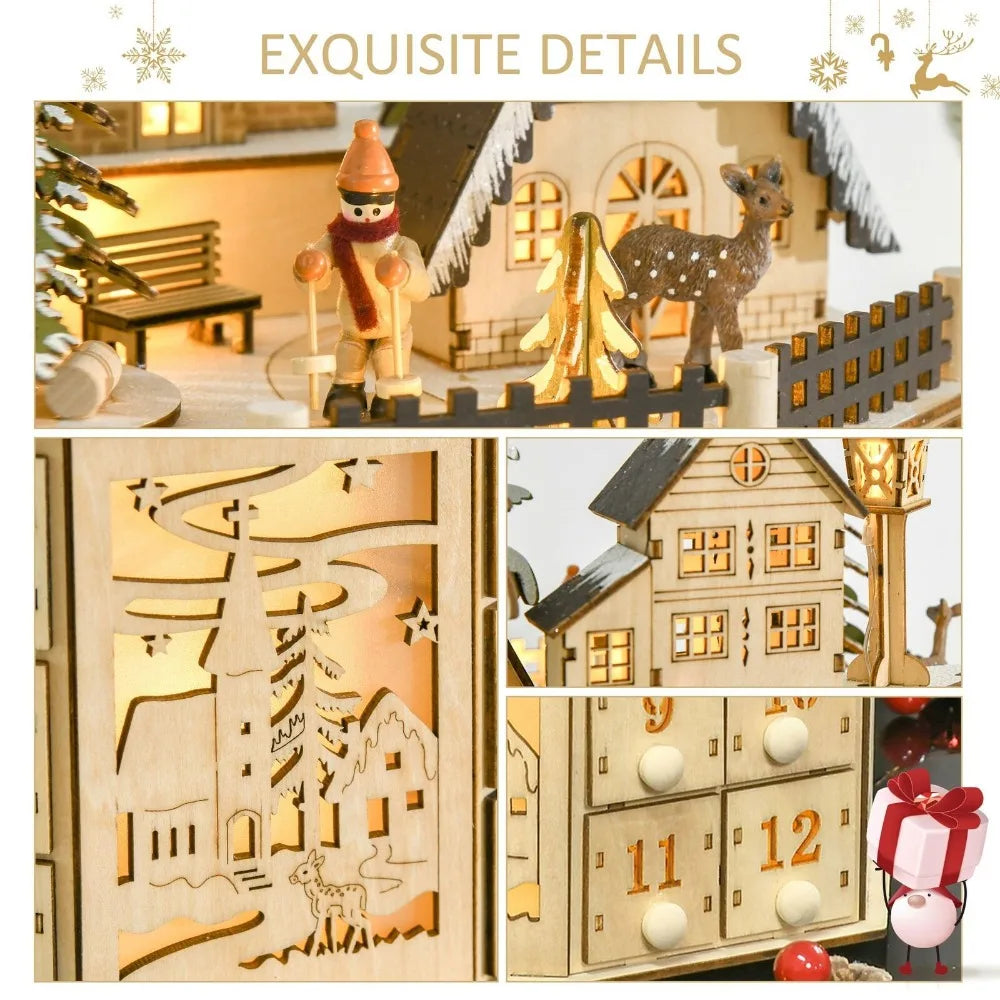 Wooden Musical Village Advent Calendar