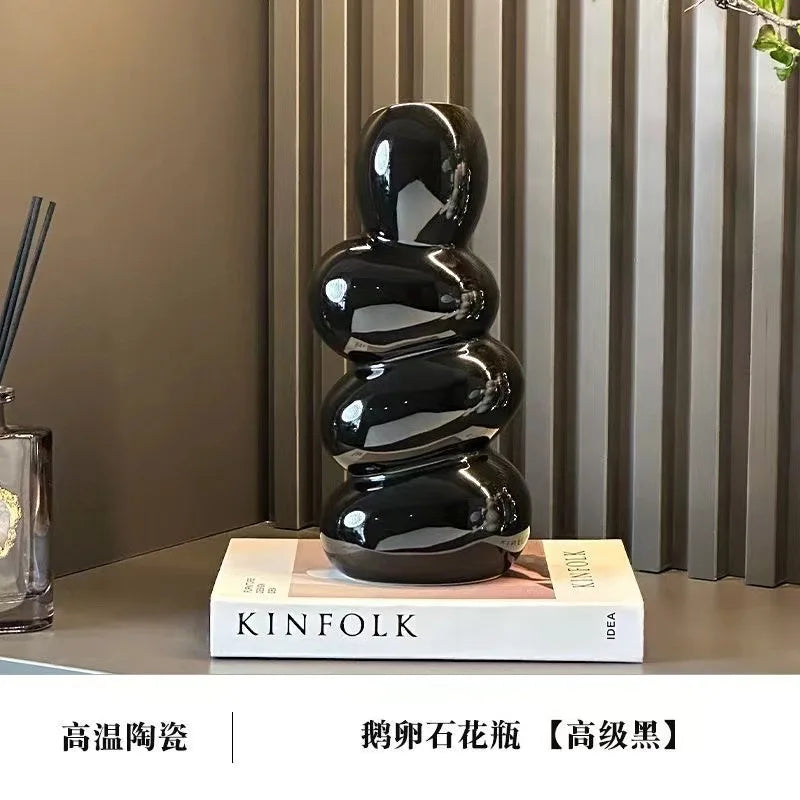 Silver Stacked-Stone-Style Vase