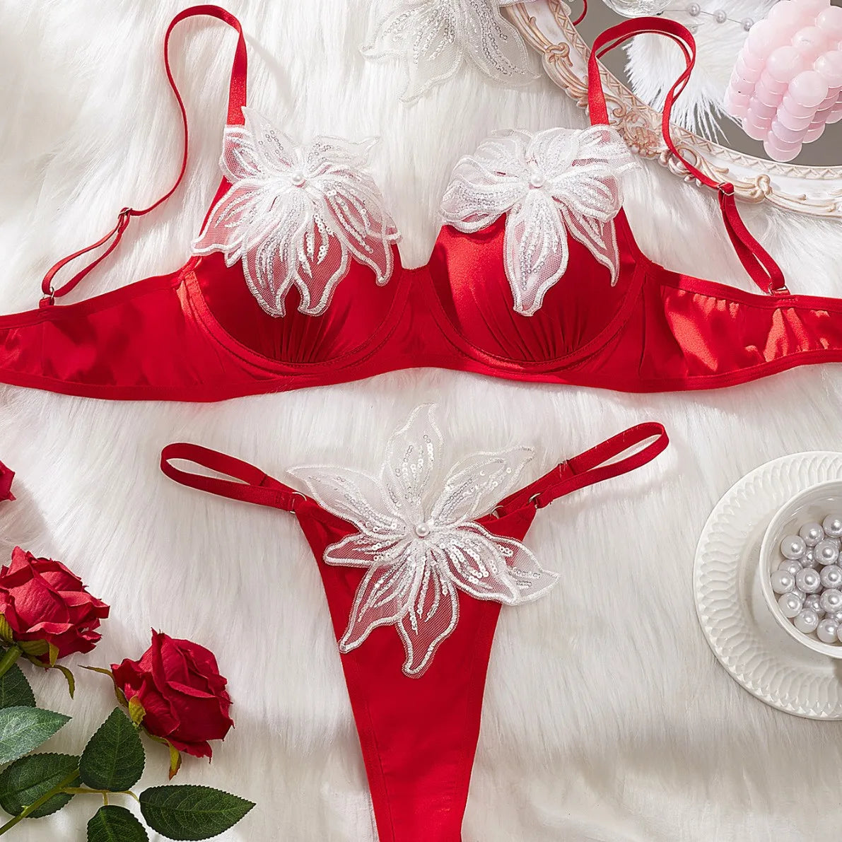 Toucheart Erotic Lingerie Mesh Patchwork Sweet Embroidered See-through Delicate Women Cute Elegant Intimate Intimate Hot Bra Set