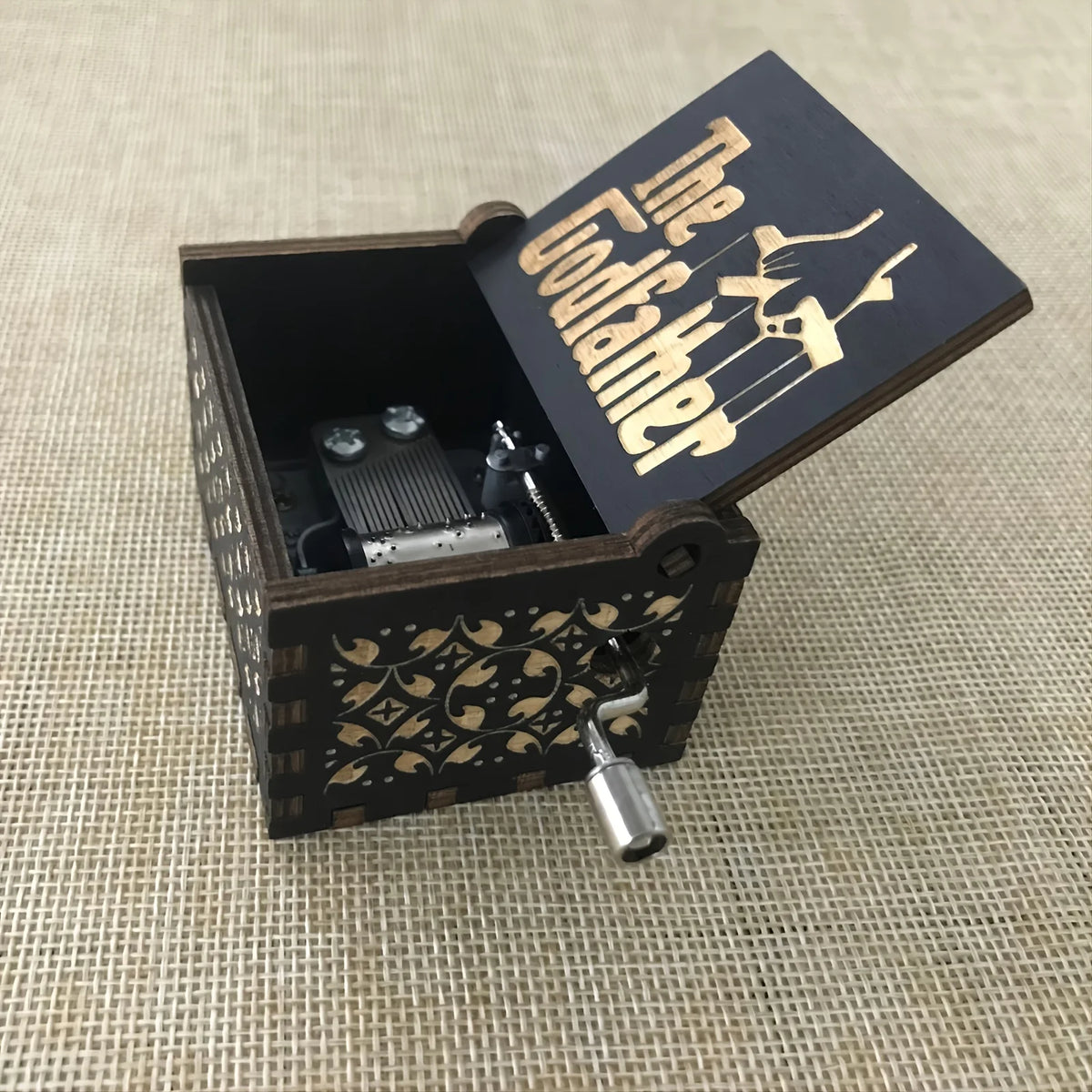 Hand-Cranked Wooden Christmas Music Box