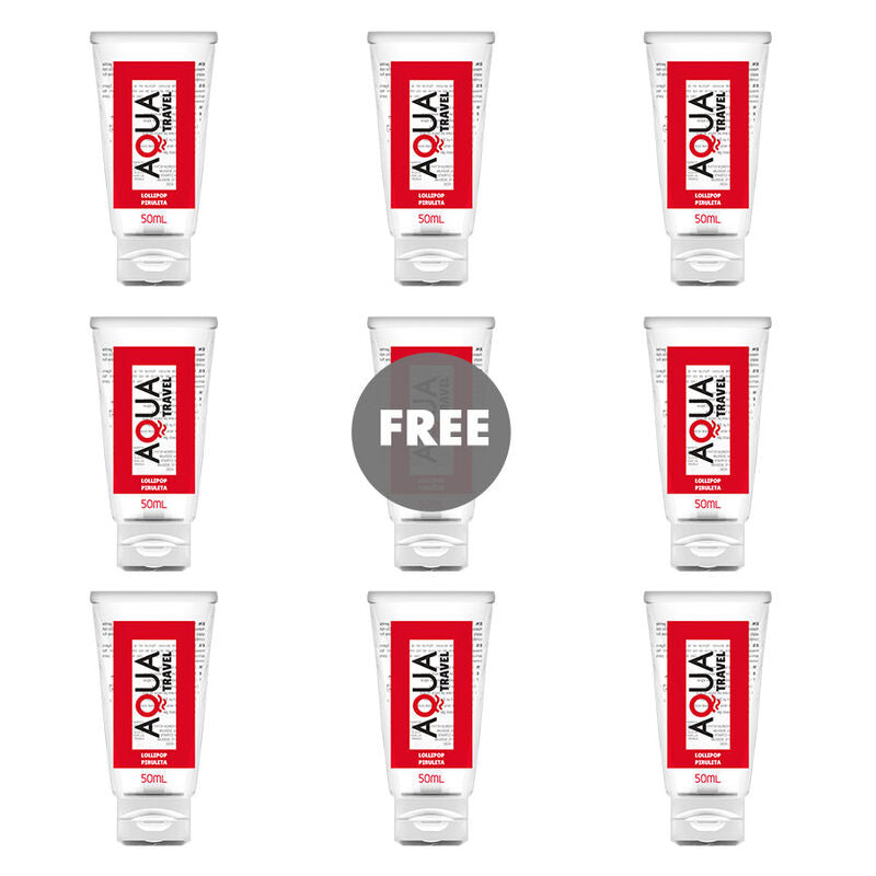 AQUA TRAVEL - LOLLIPOP FLAVOUR WATERBASED LUBRICANT - 50 ML 8+1 FREE