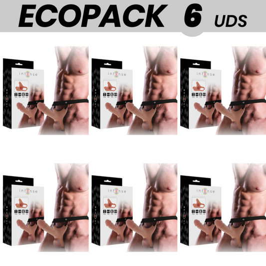 ECOPACK 6 UNITS - INTENSE HOLLOW HARNESS WITH DILDO 16 X 3.5 CM
