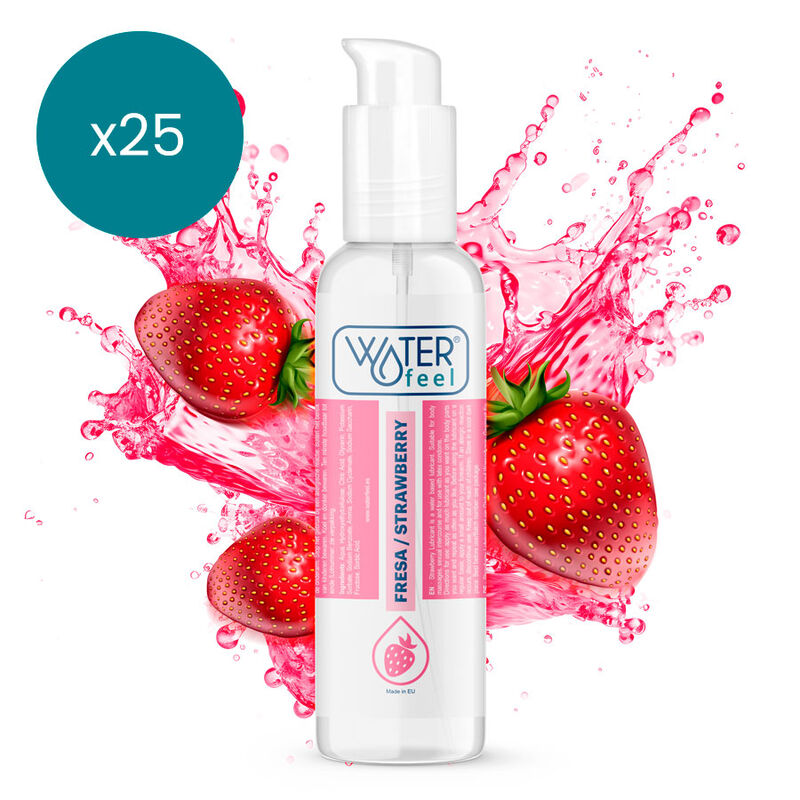 WATERFEEL - STRAWBERRY WATER BASED LUBRICANT 175 ML PACK 25 UNITS