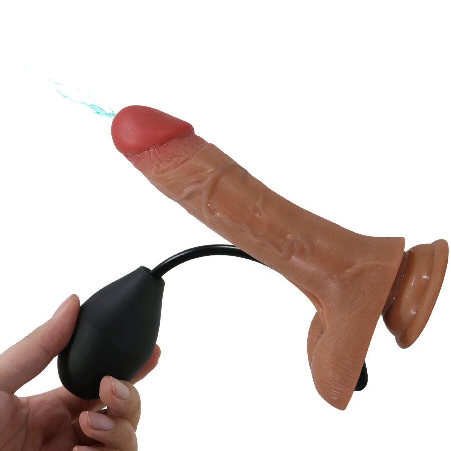 PRETTY LOVE - UNIVERSAL HARNESS BRIEFS WITH VIBRATING AND SQUIRTING DILDO 15.5 CM MULATO