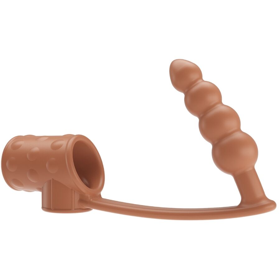 PRETTY LOVE - PENIS SLEEVE WITH ANAL PLUG NATURAL