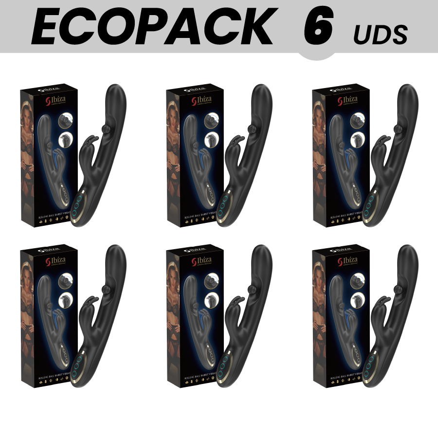 ECOPACKS 6 UNITS - IBIZA POWERFUL RABBIT VIBRATOR WITH MASSAGING ROLLING PEARL