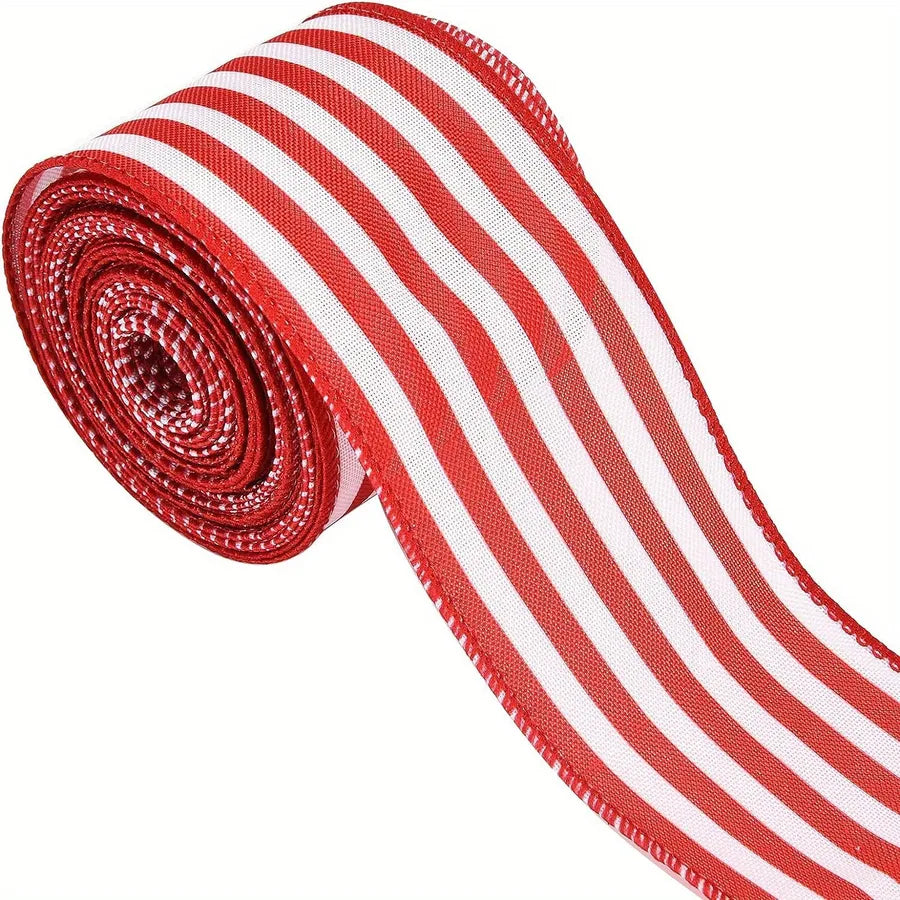 Holiday plaid polyester ribbon roll for Christmas party supplies