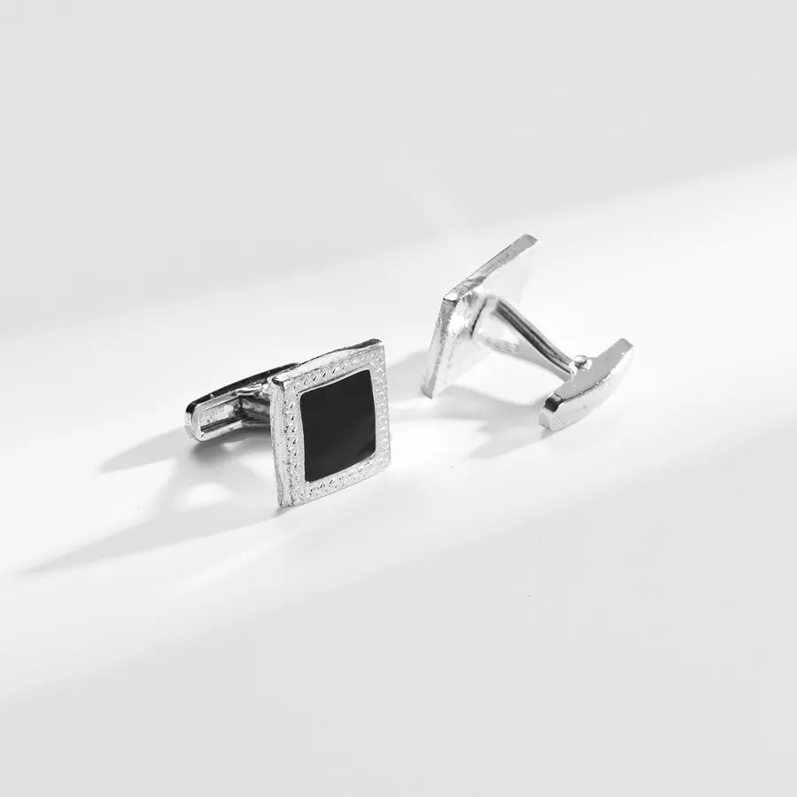 stylish-mens-black-drip-oil-cufflinks-four-pair-set-fashionable-zinc-alloy-geometric-patterned-shirt-buttons-trendy-accessories