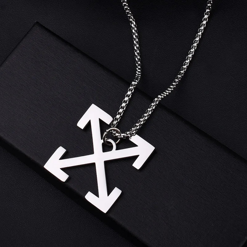 cross-arrow-pendant-trendy-unisex-titanium-steel-necklace-mens-niche-versatile-hip-hop-punk-jewelry-trend
