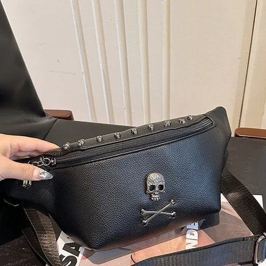 Women’s skull PU leather waist bag streetwear