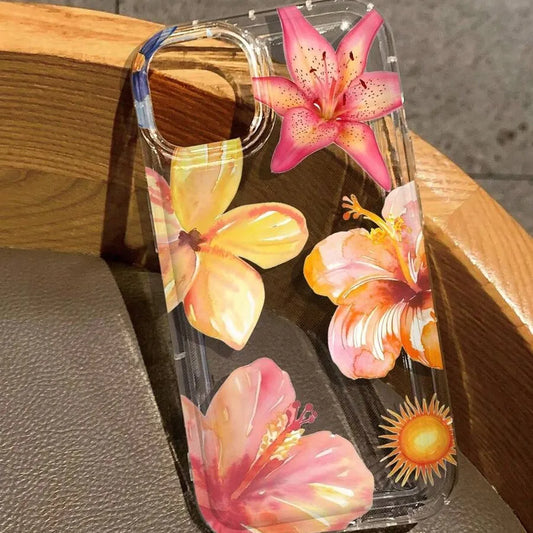 sunflower-design-phone-case-for-apple-16promax-15plus-transparent-14-luxury-13-airbag-12-11-frosted-tpu-fairy-new-oil-painting-style