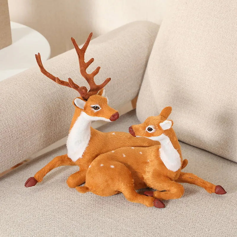 New Christmas Deer Miniature Decorative Faux Deer Display For Shopping Mall Window Christmas Tree Decoration Plush Stag Ornament