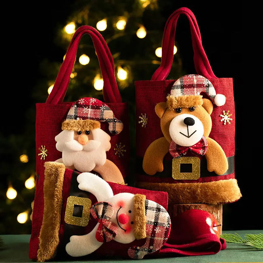 Reusable cloth Christmas gift bag for toys and candy wrapping