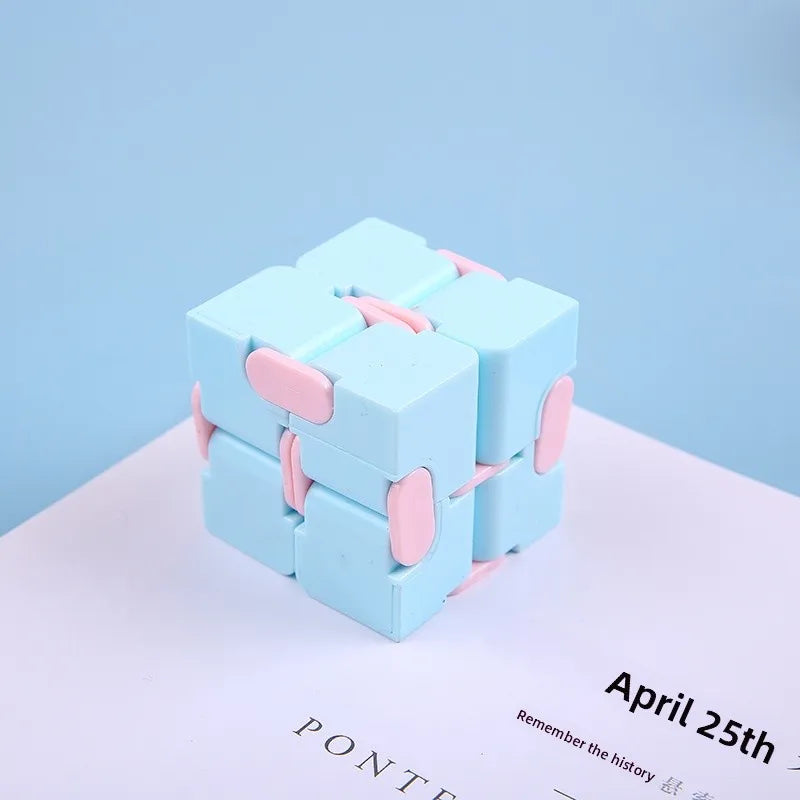 Rubik's Cube Fidget Toy Made of Durable Plastic in Blue Featuring a Novelty Design for Stress Relief