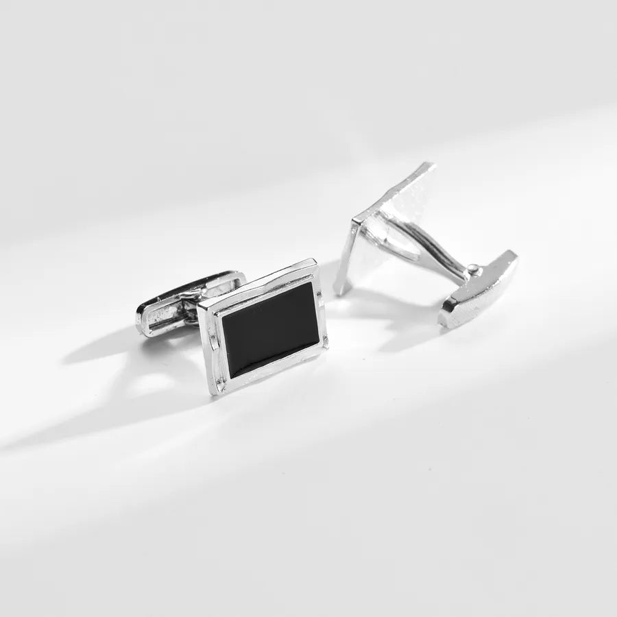 stylish-mens-black-drip-oil-cufflinks-four-pair-set-fashionable-zinc-alloy-geometric-patterned-shirt-buttons-trendy-accessories