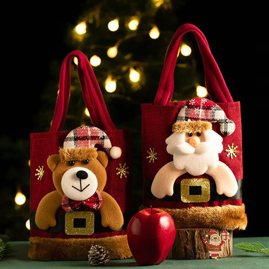 Reusable cloth Christmas gift bag for toys and candy wrapping