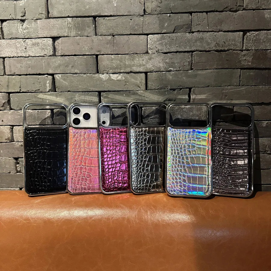 Electroplated Crocodile Pattern iPhone 17 Case Simple Anti-Fall Protective Cover Luxury Sensation Compatible With Apple 16 Phones