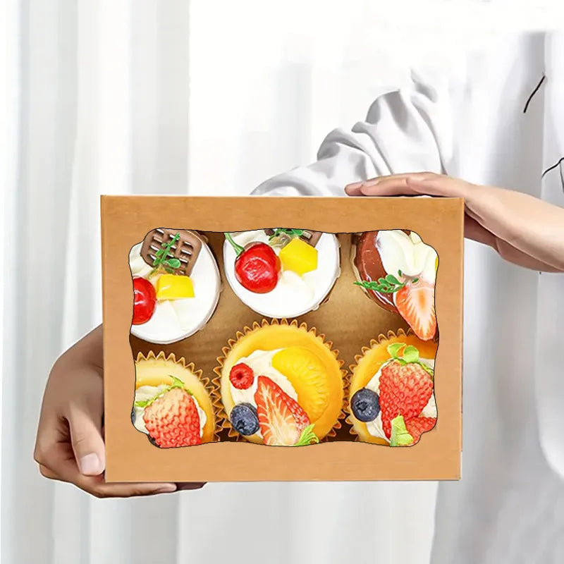 Creative Customized West Pastry Baking Packaging Box With Window For Macaron Cookies Transparent Rectangular Cake Packing Box