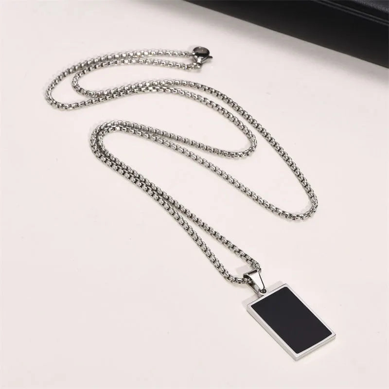 mens-personality-trendy-stainless-steel-military-tag-pendant-necklace-smooth-surface-engraving-black-enamel-frame-embedded