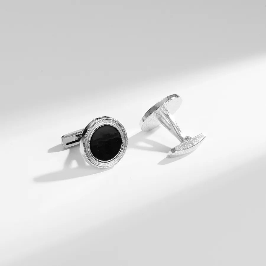 stylish-mens-black-drip-oil-cufflinks-four-pair-set-fashionable-zinc-alloy-geometric-patterned-shirt-buttons-trendy-accessories