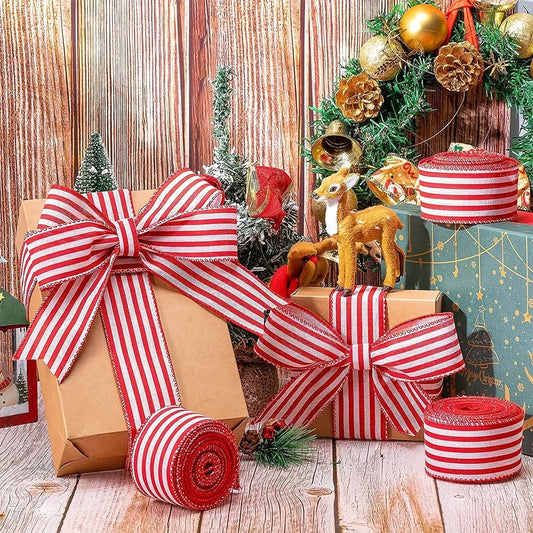 Christmas plaid weaving tape polyester ribbon for gift wrapping