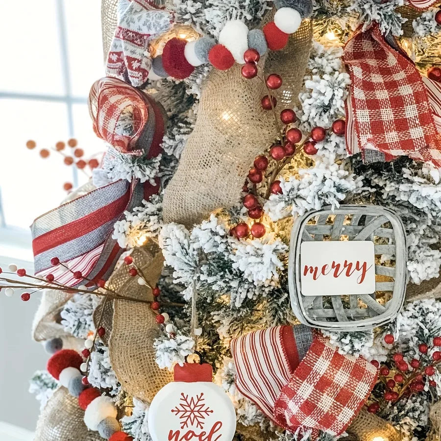 Holiday plaid polyester ribbon tape for DIY crafts and decorations