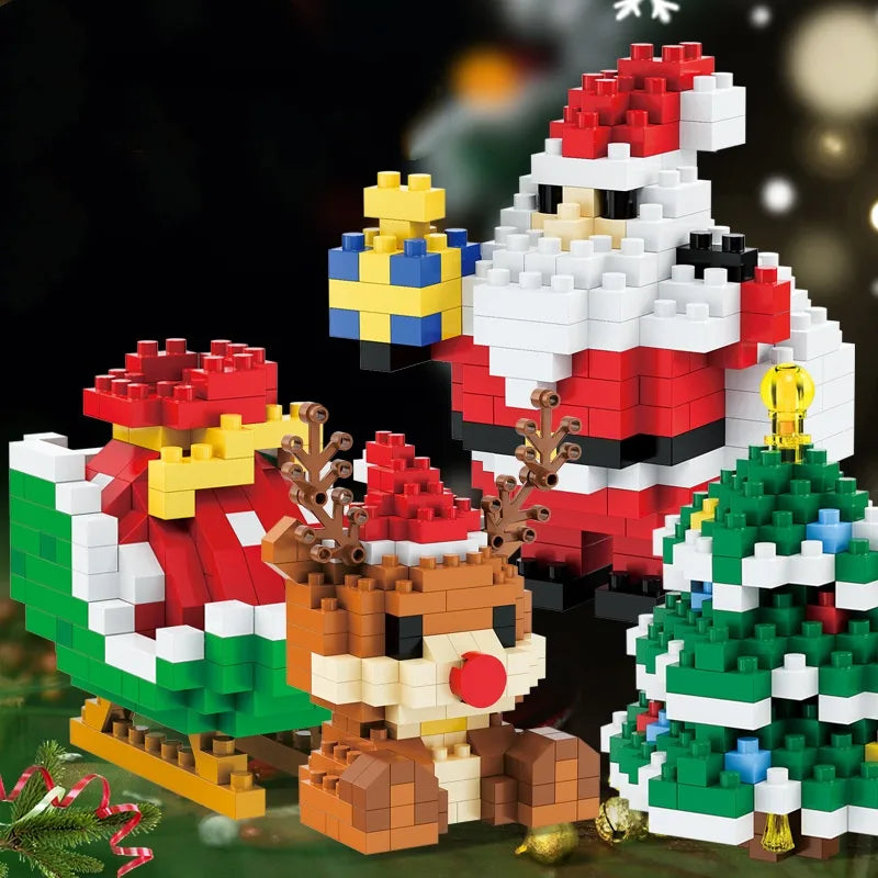 Christmas building blocks toy for toddlers with Santa Claus figure